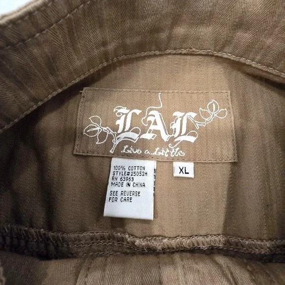 Y2K Live A Little Jacket Womens XL Khaki Concho Button Western Utility - Picture 4 of 11